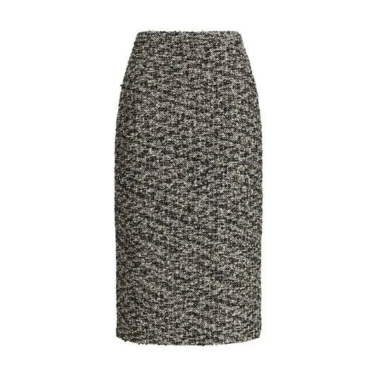 Gucci multicolor polyamide midi skirt i sort-hvidt tweed-mønster