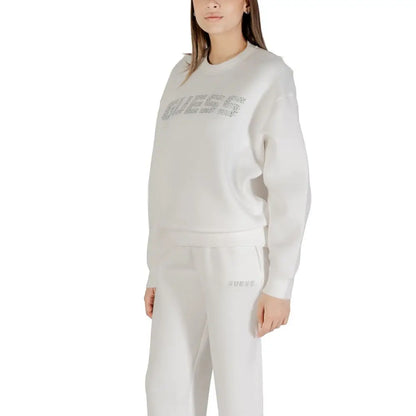 Guess Active Cream Viscose sweatshirt i hvid med sølvtryk