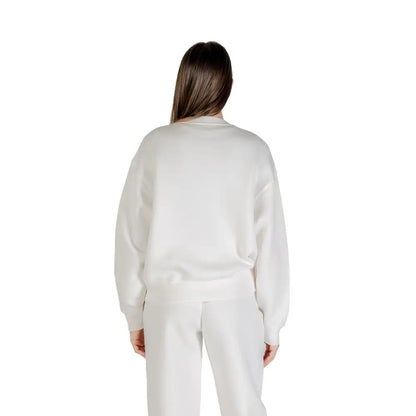Guess Active Cream viskosesweatshirt, hvid oversized med ribbende manchetter