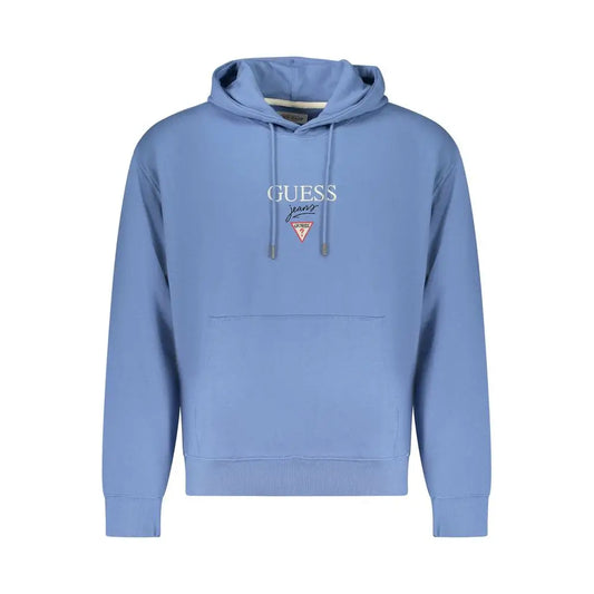 Lysblå Guess Jeans Azzurro bomuldssweatshirt med forlomme og broderet logo