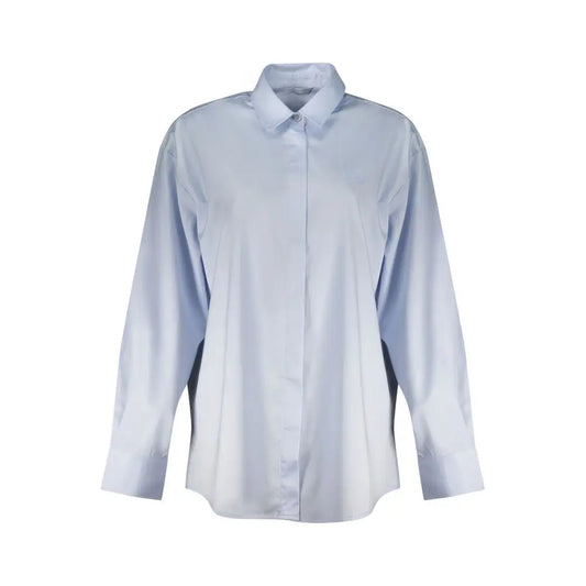 Guess Jeans Azzurro cotton women shirt in light blue with long sleeves and classic collar