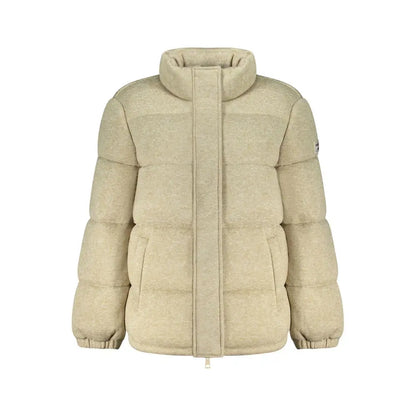 Guess Jeans beige kvindestøjdsjakke med høj krave og quiltet design