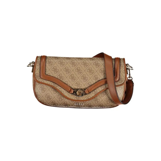Guess Jeans beige polyurethane crossbody taske med logo mønster