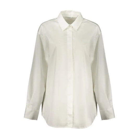 Guess jeans bianco cotton kvinders langærmet skjorte med klassisk krave