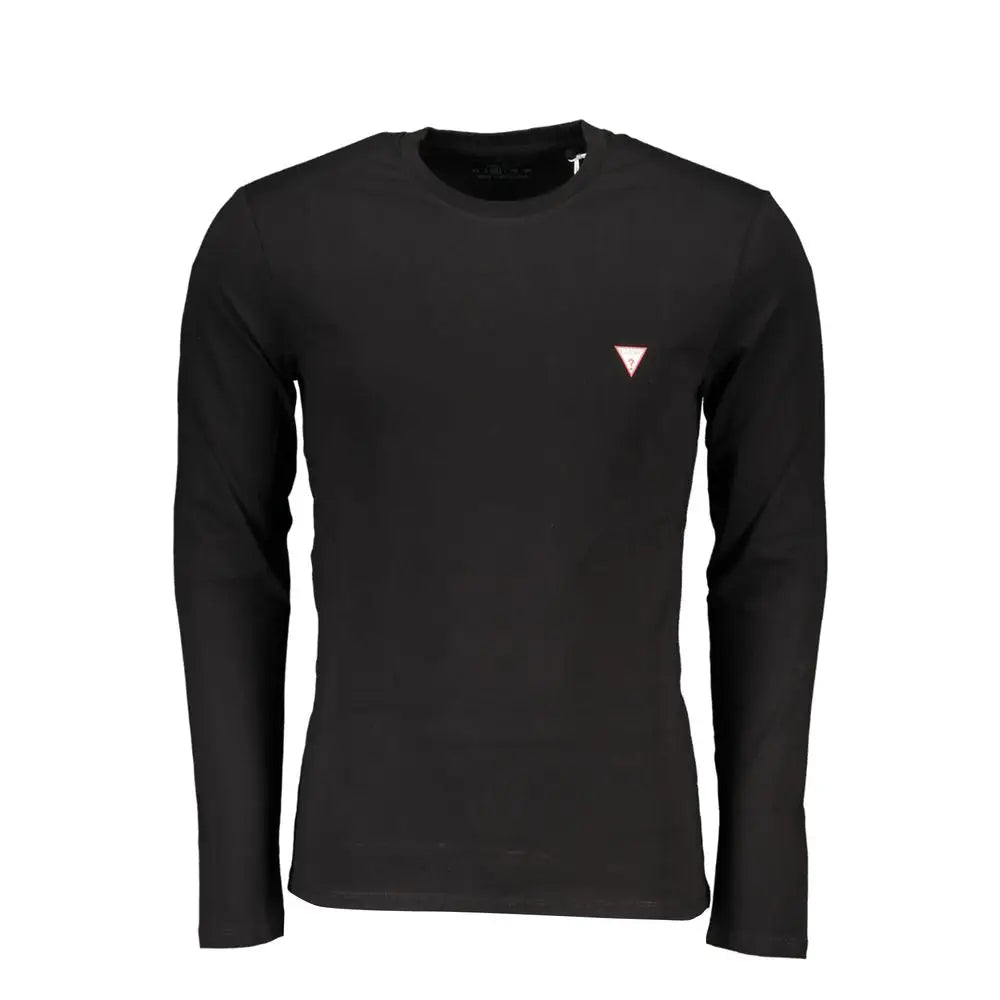 Guess jeans black organic cotton t-shirt med rødt trekantlogo