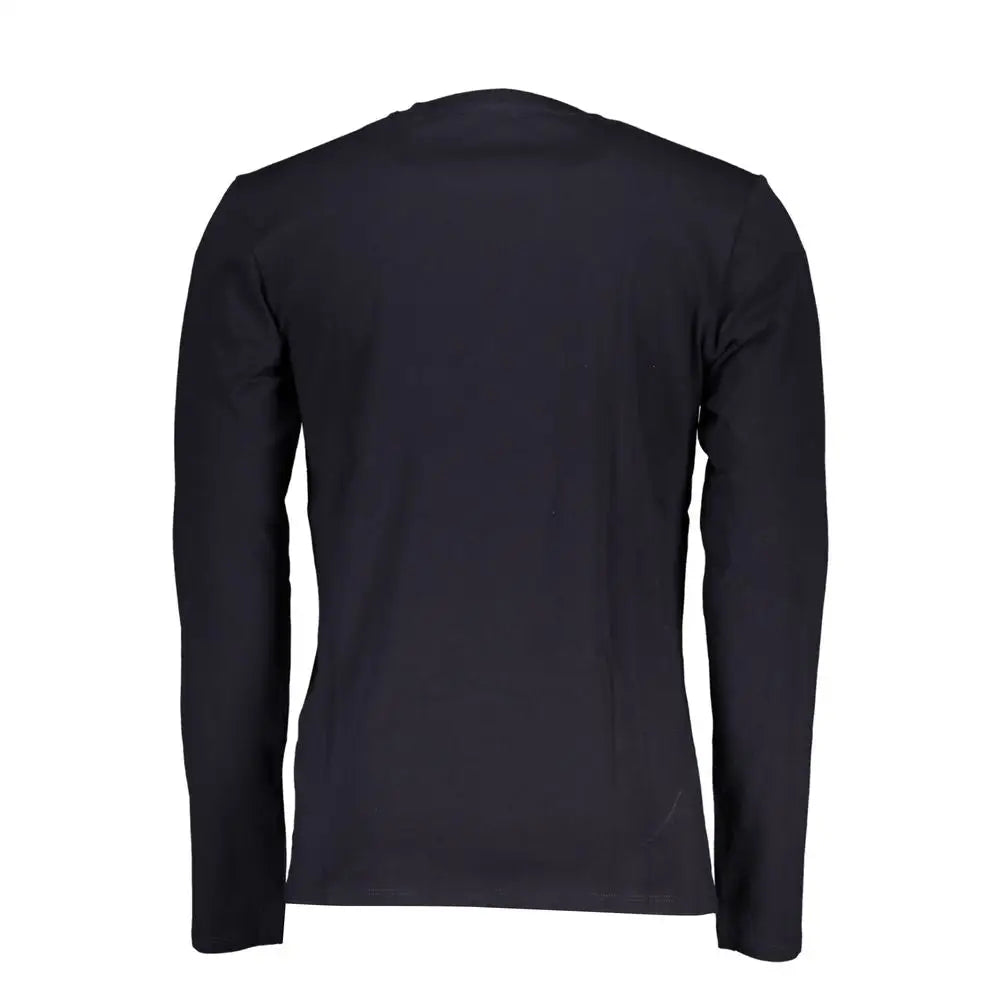 Sort Guess Jeans Blu bomuld herret-shirt med sort langærmet crew neck design