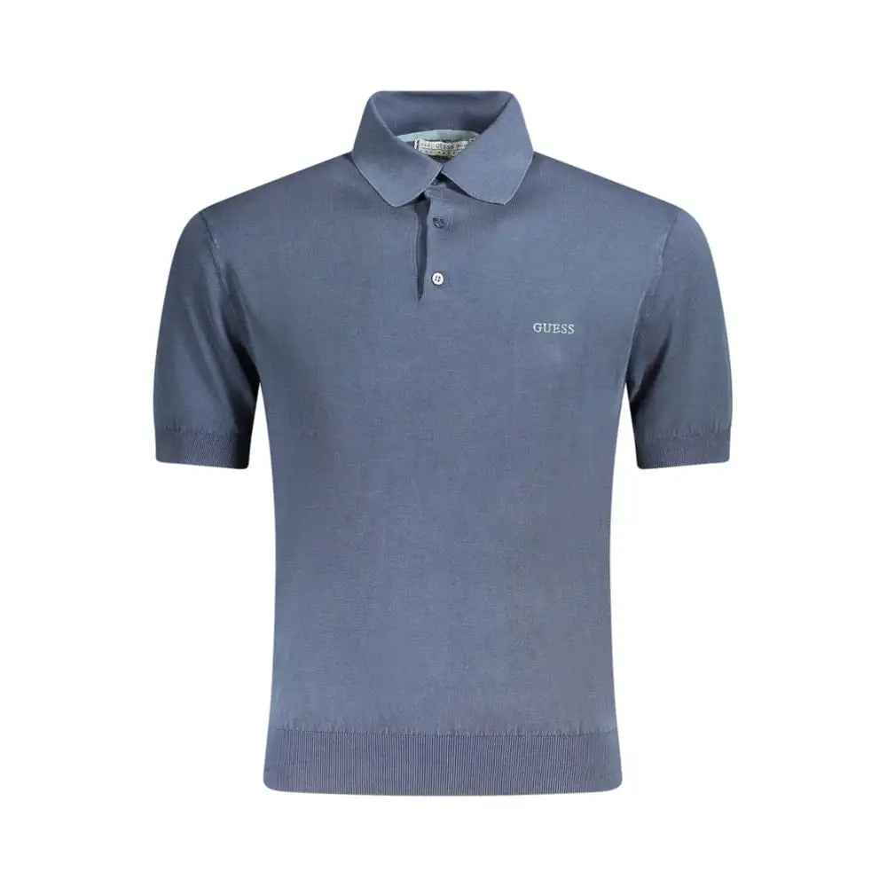 Guess Jeans blå strikket polo med logo, 100% originale brands