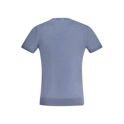 Guess Jeans blå bomuldssweater, lys blå strikket-shirt med ribkant