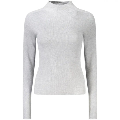 Guess Jeans grå uld trøje, ribbet turtleneck i heather gray