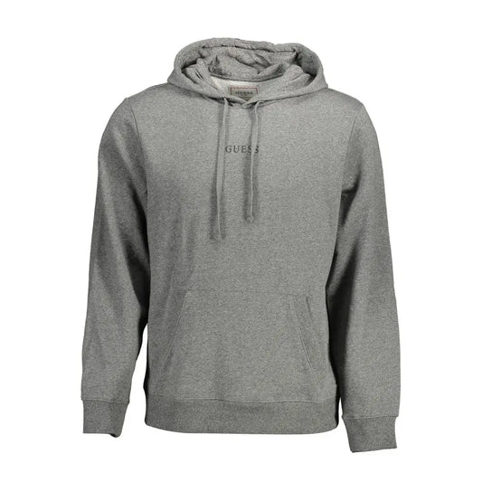 Grå hejret Guess-hoodie med forlomme og snørehette i Guess Jeans Grigio organisk bomuld