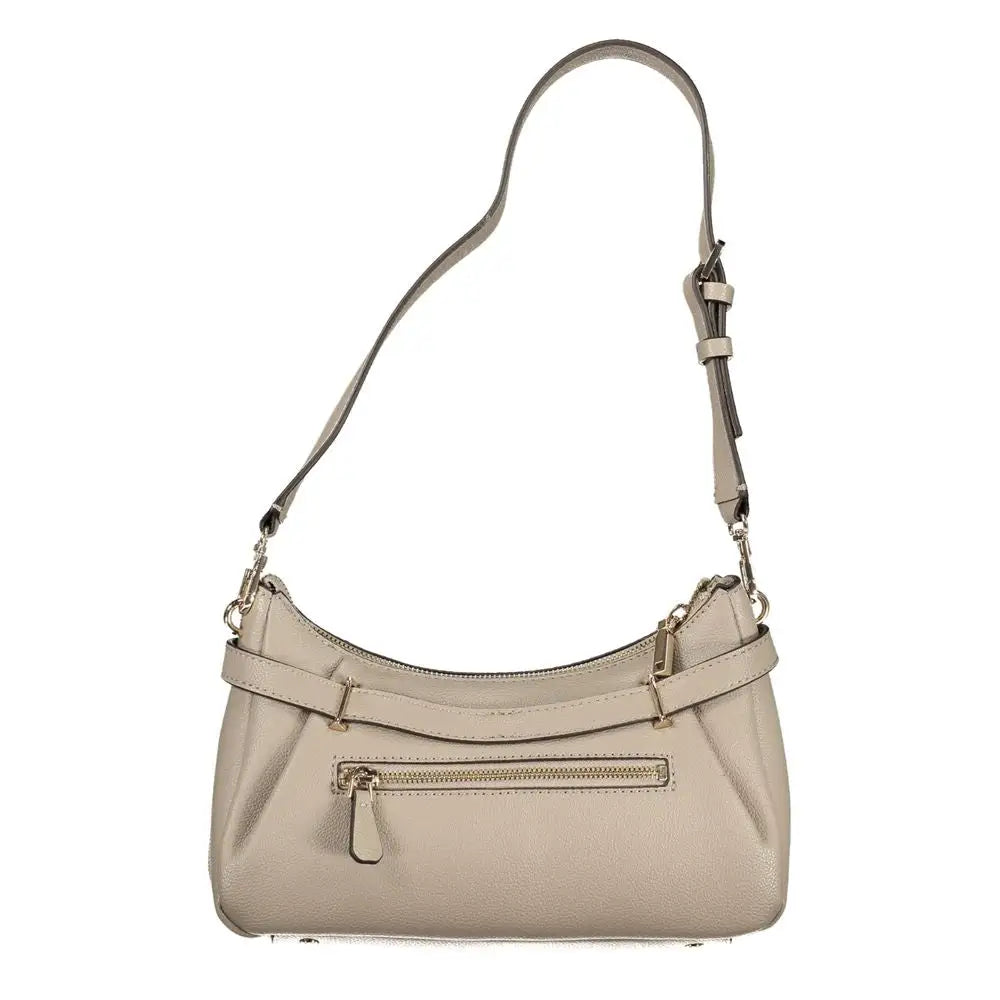 Guess Jeans Grigio beige læder crossbody taske med lynlås
