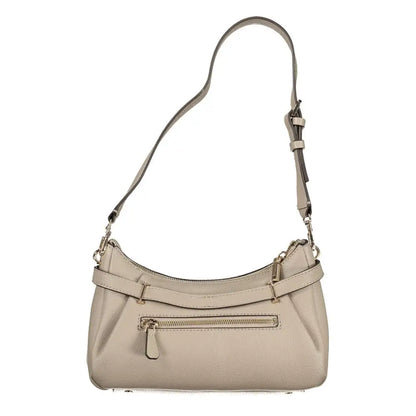 Guess Jeans Grigio beige læder crossbody taske med lynlås