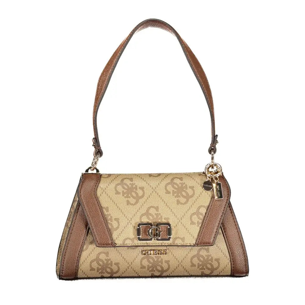 Guess Jeans Marrone Poliuretano kvinde taske i beige og brun med quiltet mønster