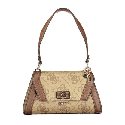 Guess Jeans Marrone Poliuretano kvinde taske i beige og brun med quiltet mønster