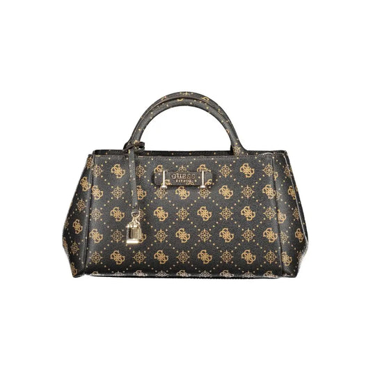 Sort Guess Jeans Marrone Poliuretano kvinders taske i sort med guldmonogram
