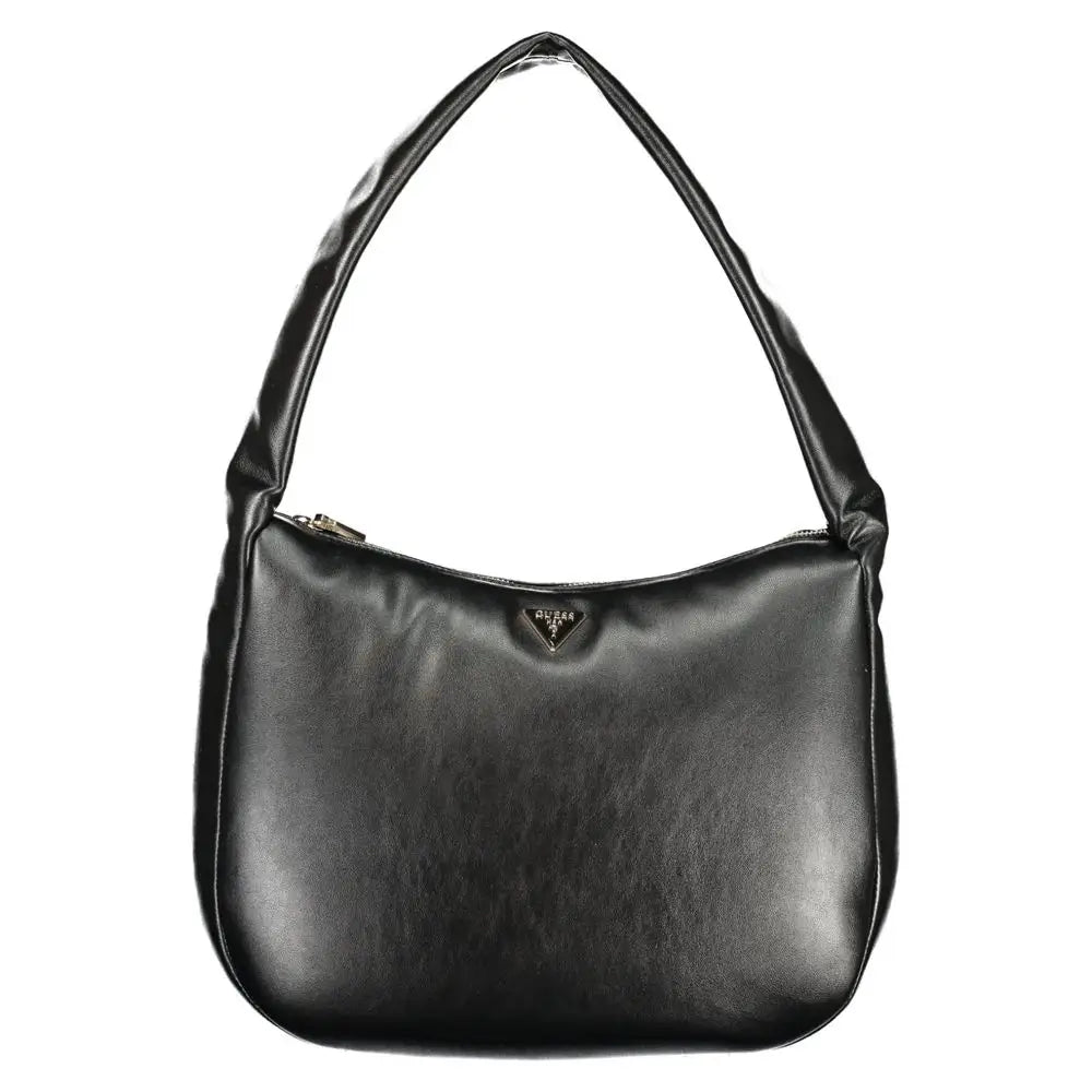 Guess Jeans Nero Poliuretano women shoulder bag med sort læder og trekantet logo