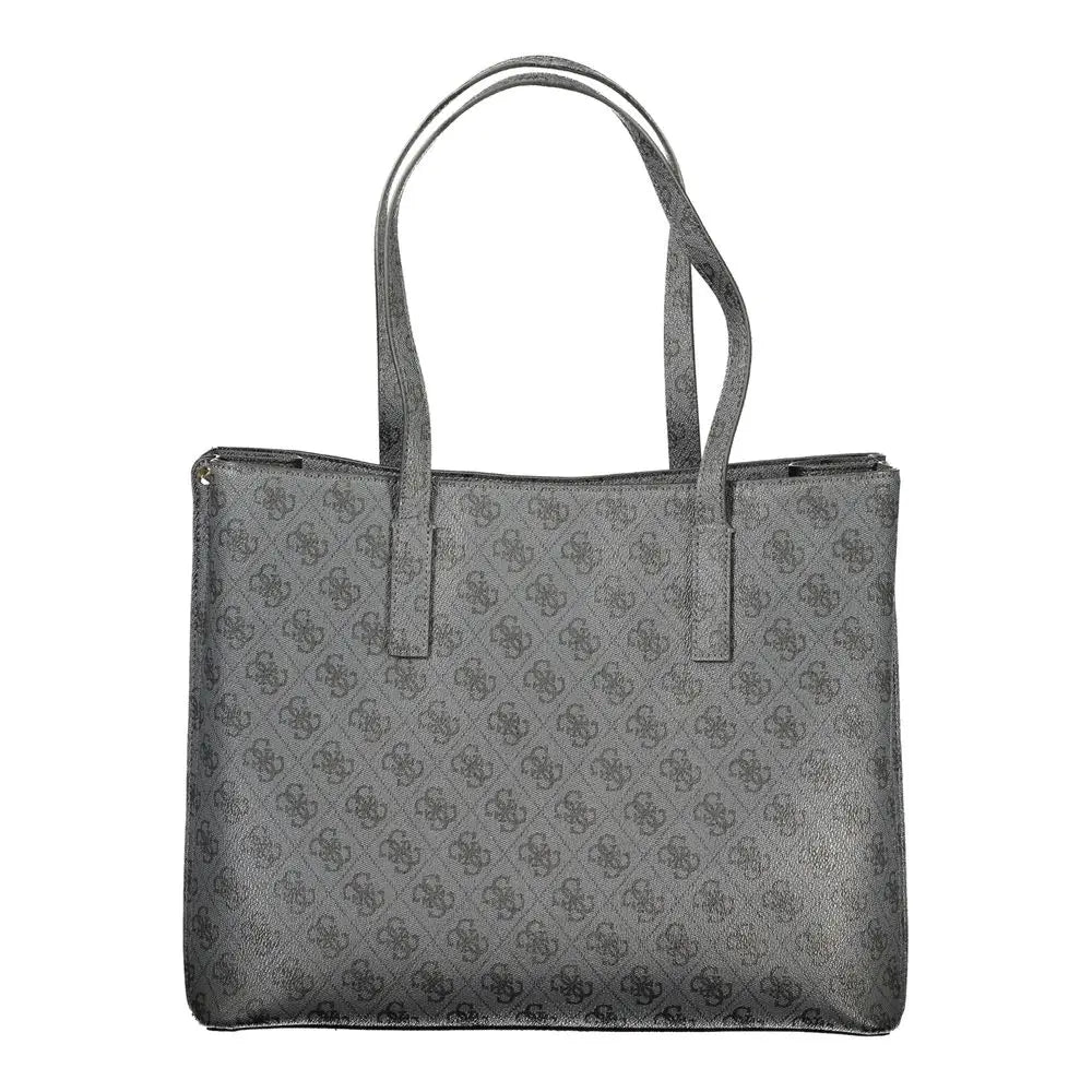 Grå Guess Jeans tote taske med monogram mønster og matchende håndtag