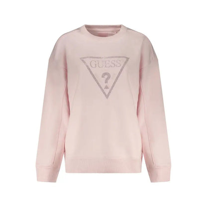 Guess jeans rosa bomuldssweatshirt med pink farve og glitterlogo