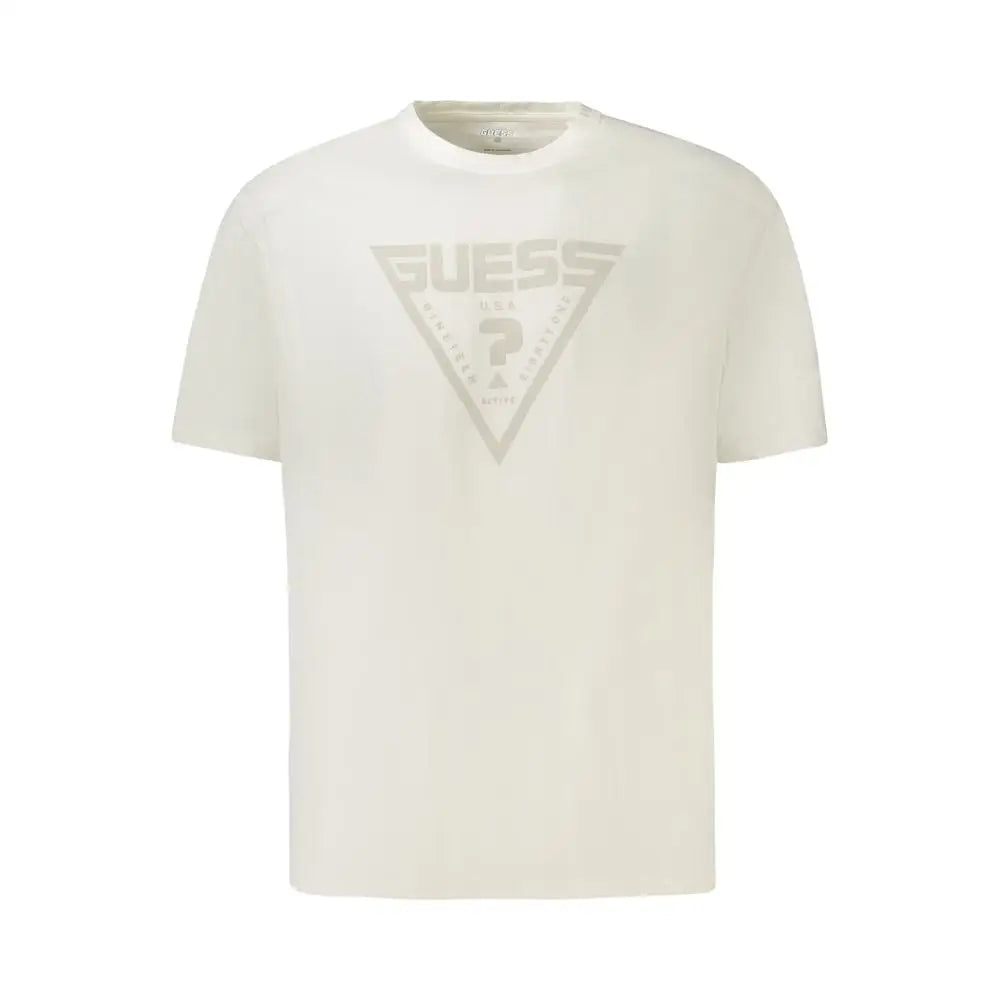 Hvid bomulds t-shirt fra Guess Jeans med off-white trekantlogo