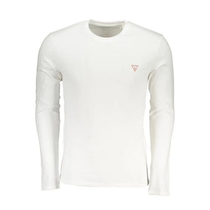 Hvid langærmet Guess Jeans T-shirt med rødt logo, 100% original