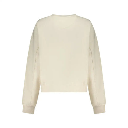 Guess Jeans hvid bomuldssweatshirt i cremfarvet med lange ærmer