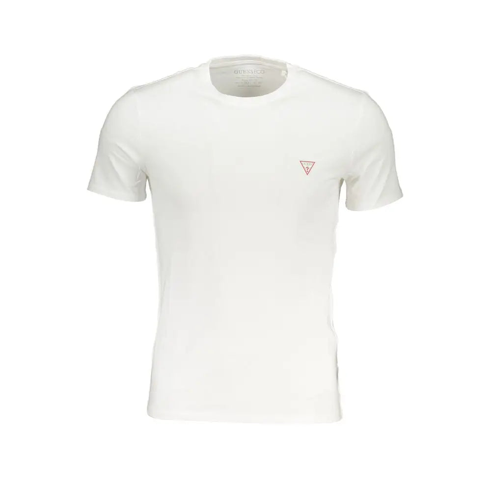 Guess jeans white organic cotton herret-shirt med rødt trekantlogo