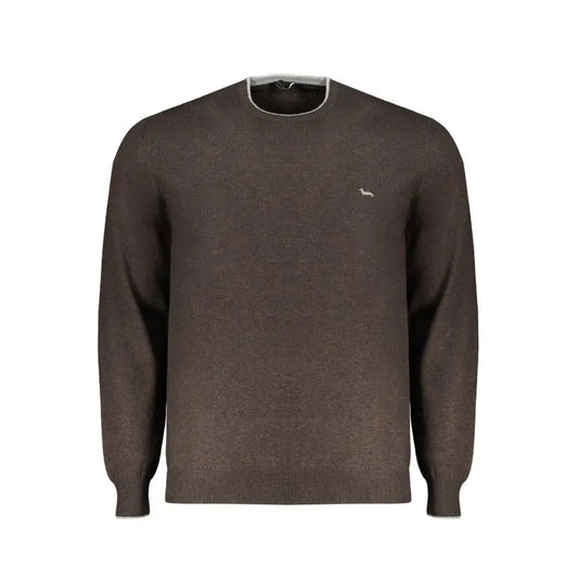 Harmont & Blaine brun cashmere sweater med grå trim, 100% originale brands