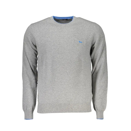 Harmont & Blaine grigio viscosa sweater med grå heathered crewneck og blå trim
