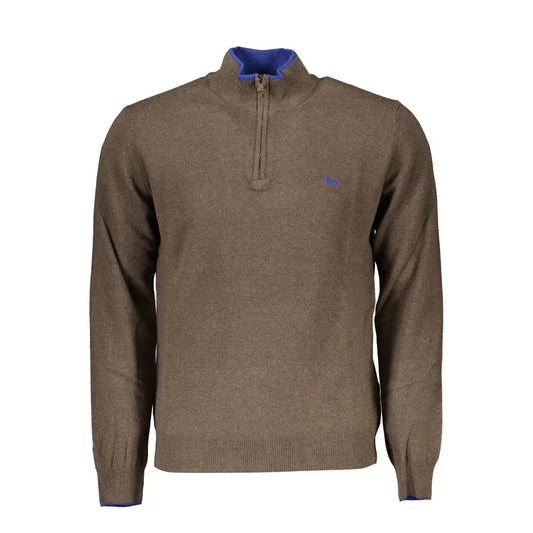 Harmont & Blaine half-zip contrast detail sweater i brun med blå for
