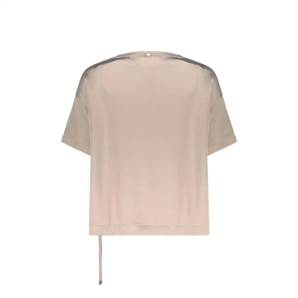 Herno beige acetate bluse med sheer skulderpaneler og drawstring hem