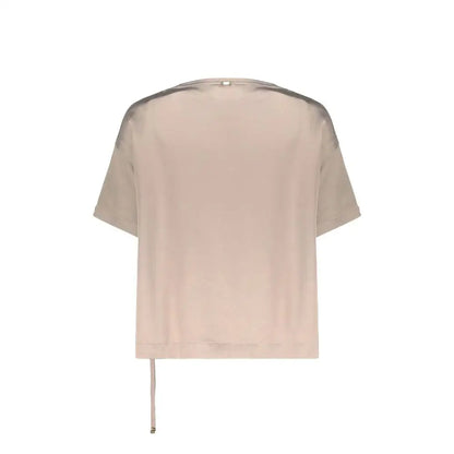Herno beige acetate bluse med sheer skulderpaneler og drawstring hem