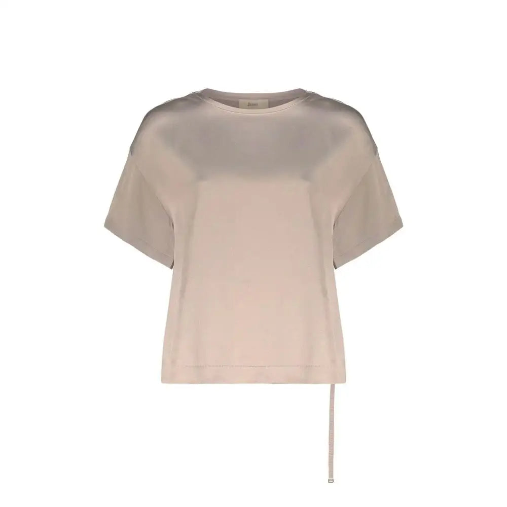 Herno beige acetate blouse med sheer skulderpanel og sideknude