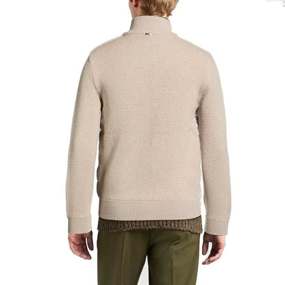 Herno beige virgin wool shell jacket med vaffelstrik