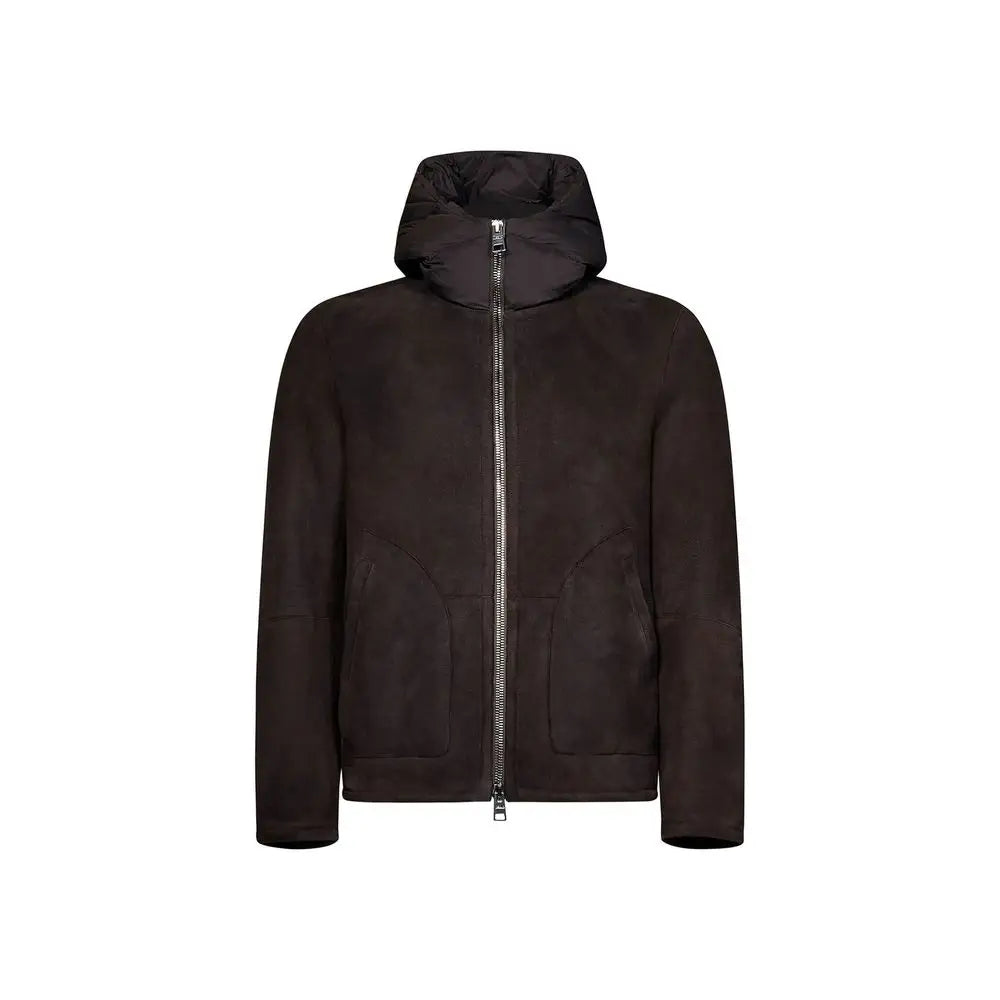 Herno Brown Lambskin Shell Jacket - IT50/L - Jakke