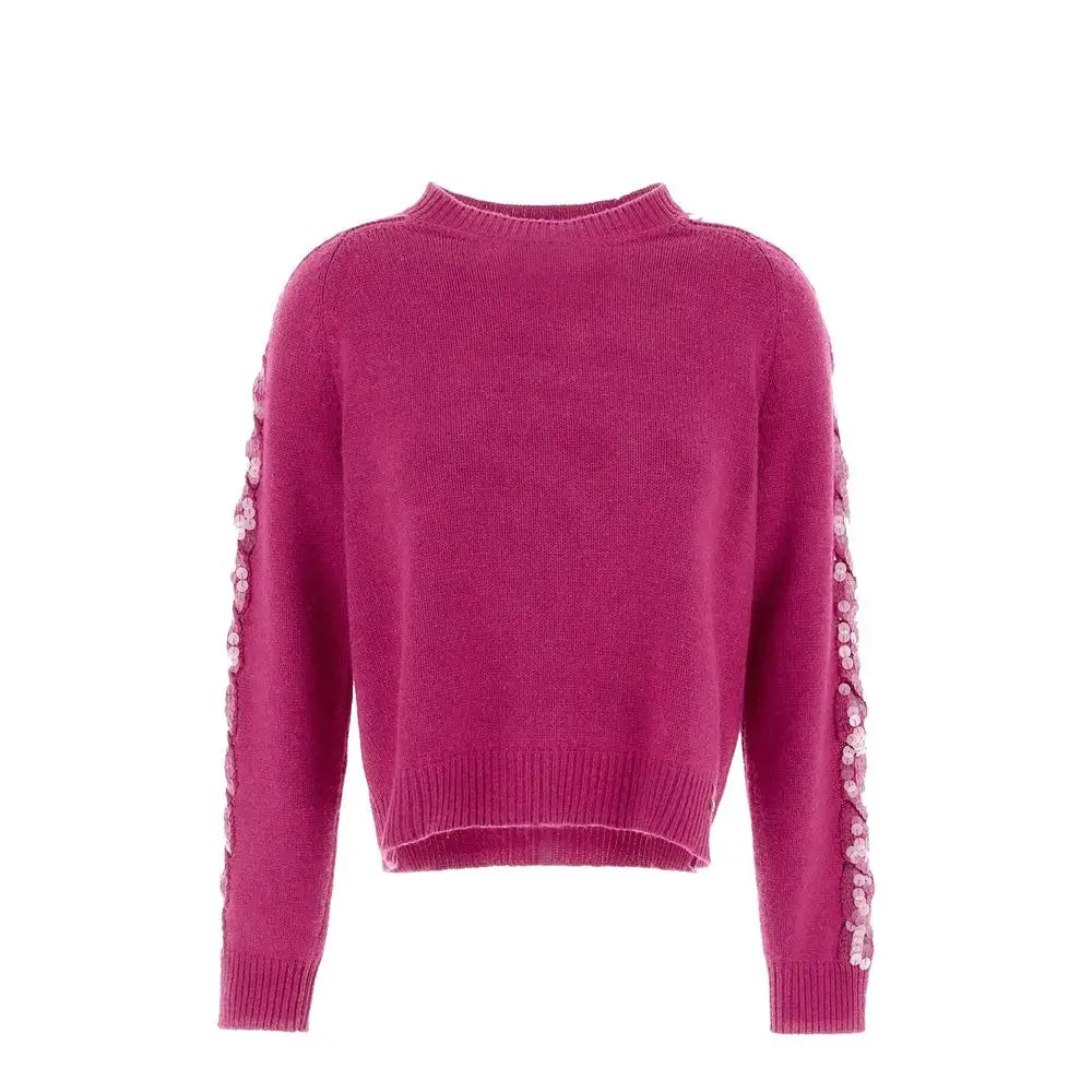 Herno multicolor cashmere sweater i levende fuchsia med pink sequins