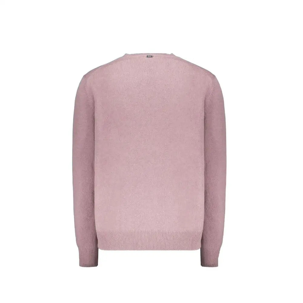 Herno multicolor cashmere sweater i blød pink rib-strik med rund hals og lange ærmer