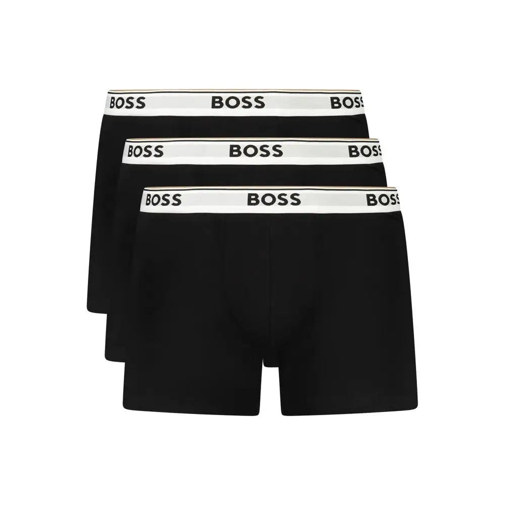 Hugo Boss sorte bomuldsboxershorts med hvidt elastikbånd