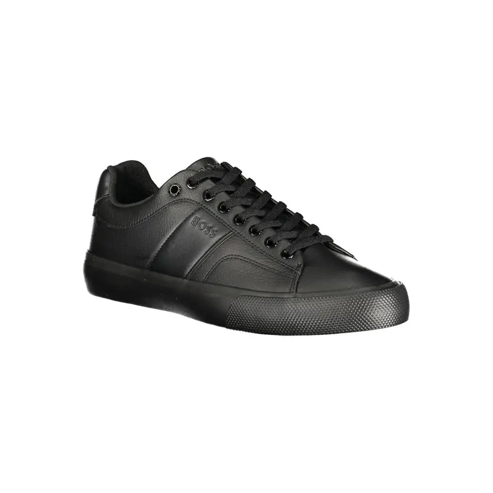 Hugo Boss Black polyurethan herresneaker i sort læder med minimalistisk design