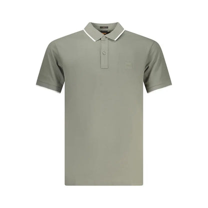 Sleek Hugo Boss Verde cotton polo shirt i olivengrøn med hvid krave