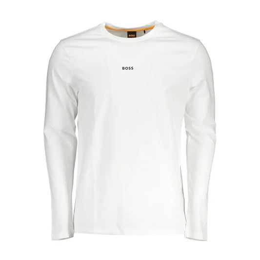 Hugo Boss hvid organisk bomuld herret-shirt med boss-logo
