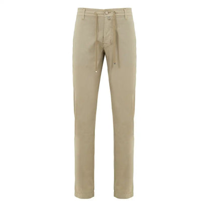 Jacob Cohen beige cotton casual pant med snørebånd og koniske ben