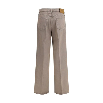 Jacob Cohen relaxed fit jeans i beige med tan læderpatch