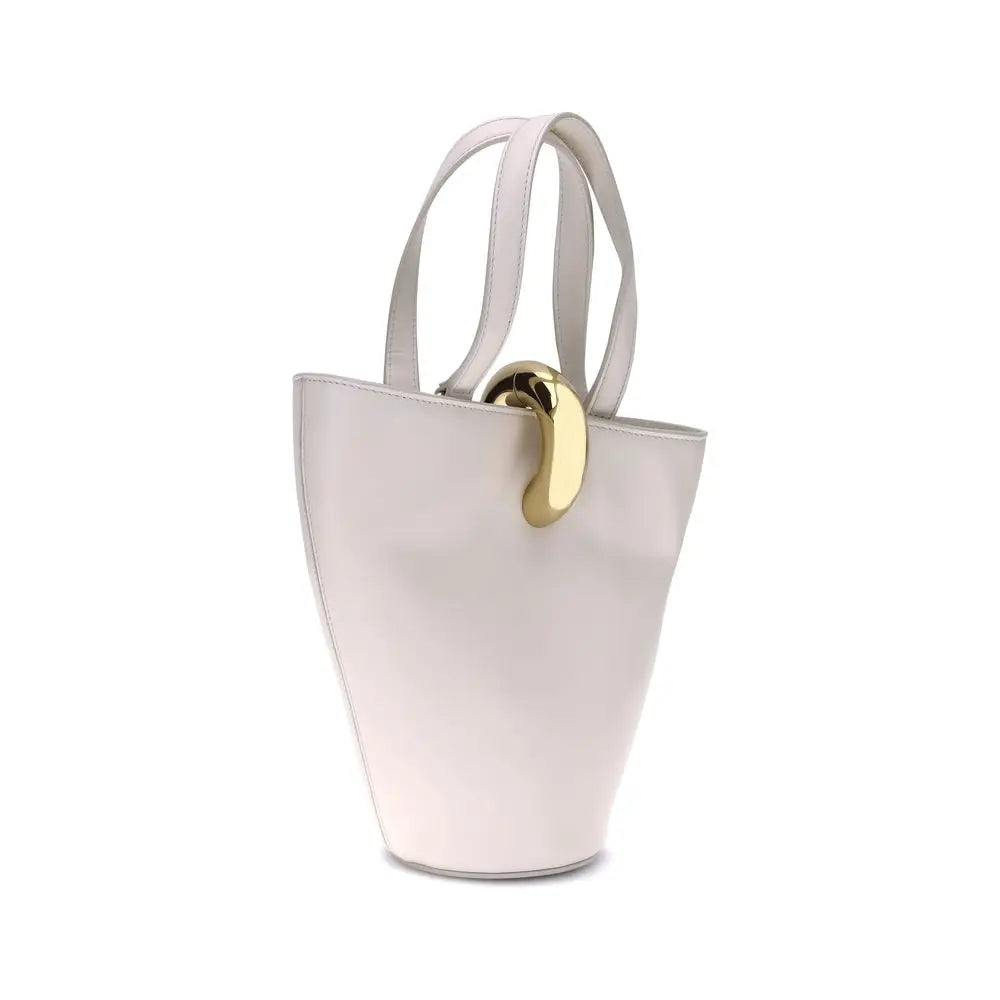 Elegant Jacquemus beige calf leather Bos Taurus shoulder bag with gold hardware
