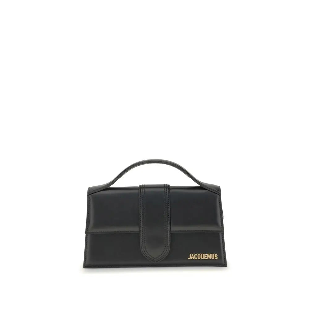 Jacquemus black calf leather Bos Taurus håndtaske med minimalistisk design og guldtonet branding