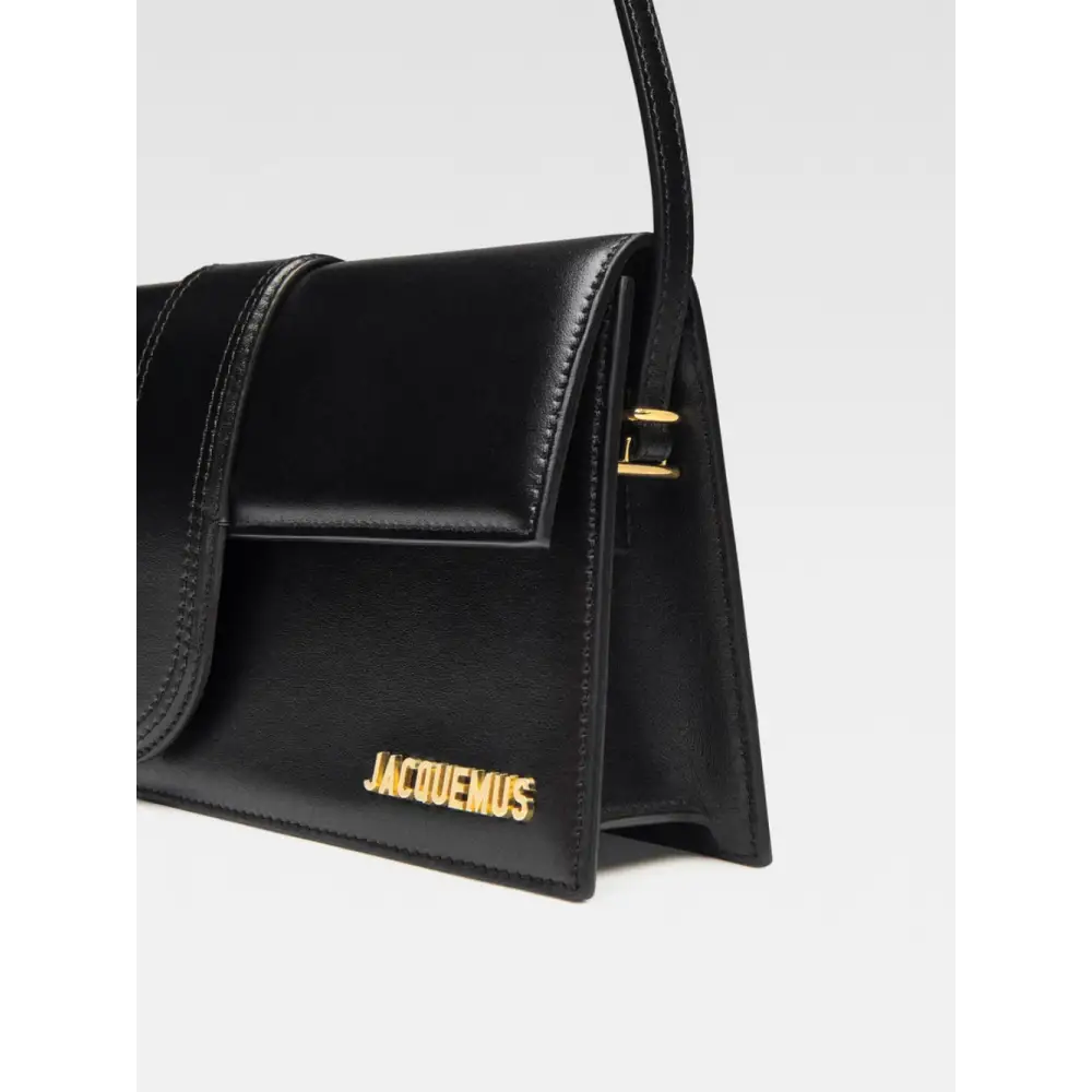 Sort læder Jacquemus Le Bambino Long taske i sort med guld hardware