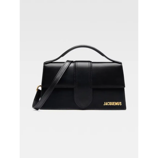 Jacquemus black leather Le Grand Bambino handbag with gold-tone branding