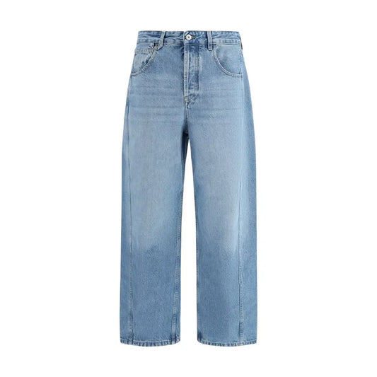 Jacquemus blå polyester jeans med lysvaskede denimvideben