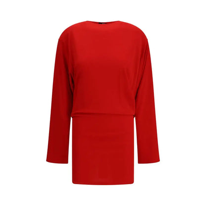 Jacquemus multicolor viscose cocktail dress i levende rød nuance med lange ærmer og afslappet pasform