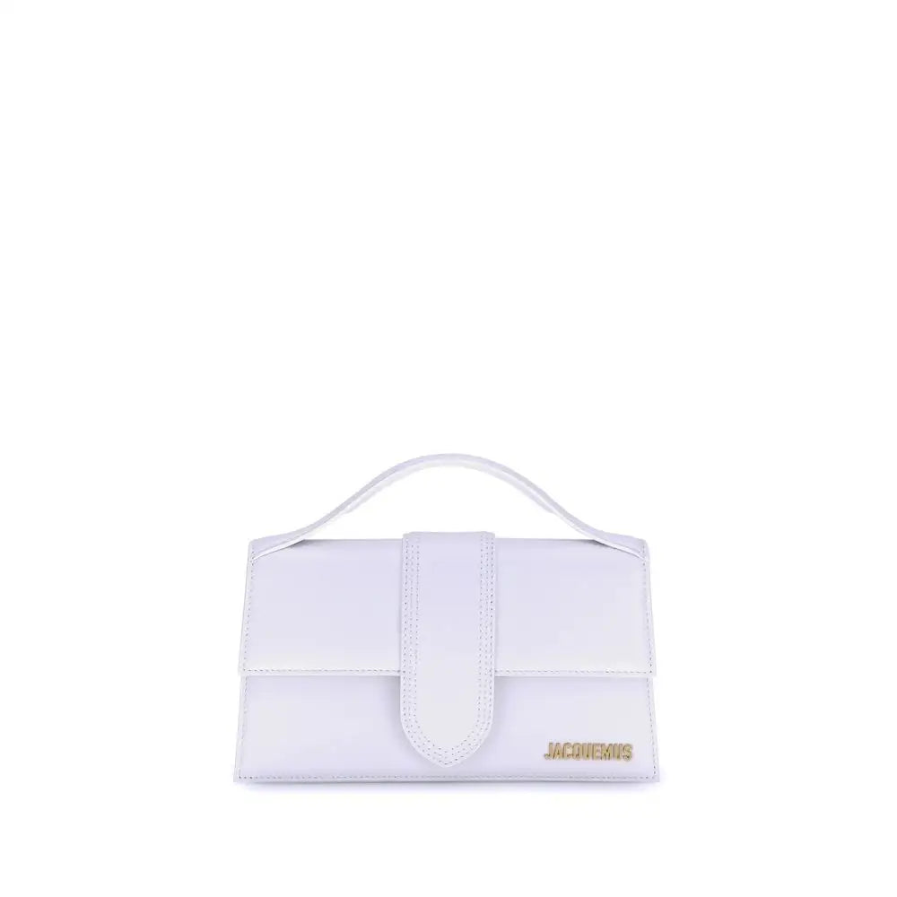 Jacquemus white calf leather Bos Taurus minimalist handbag with gold-tone branding