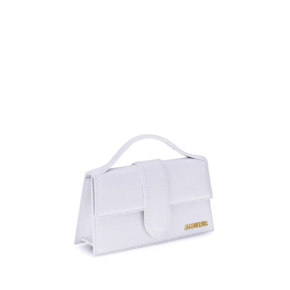 Jacquemus white calf leather Bos Taurus håndtaske i minimalistisk design med guldbranding